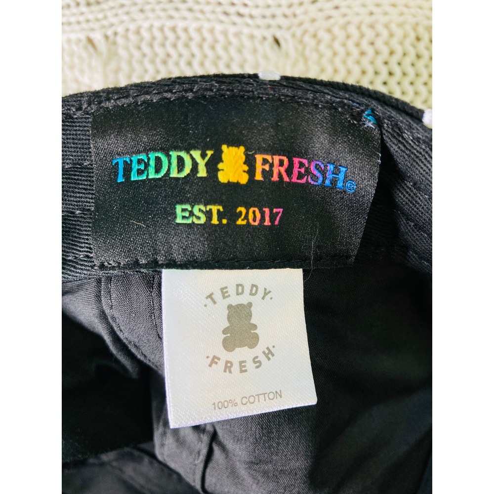 Teddy Fresh Baseball Cap Black White Floral Embroidery Cotton Adjustable - Picture 6 of 9